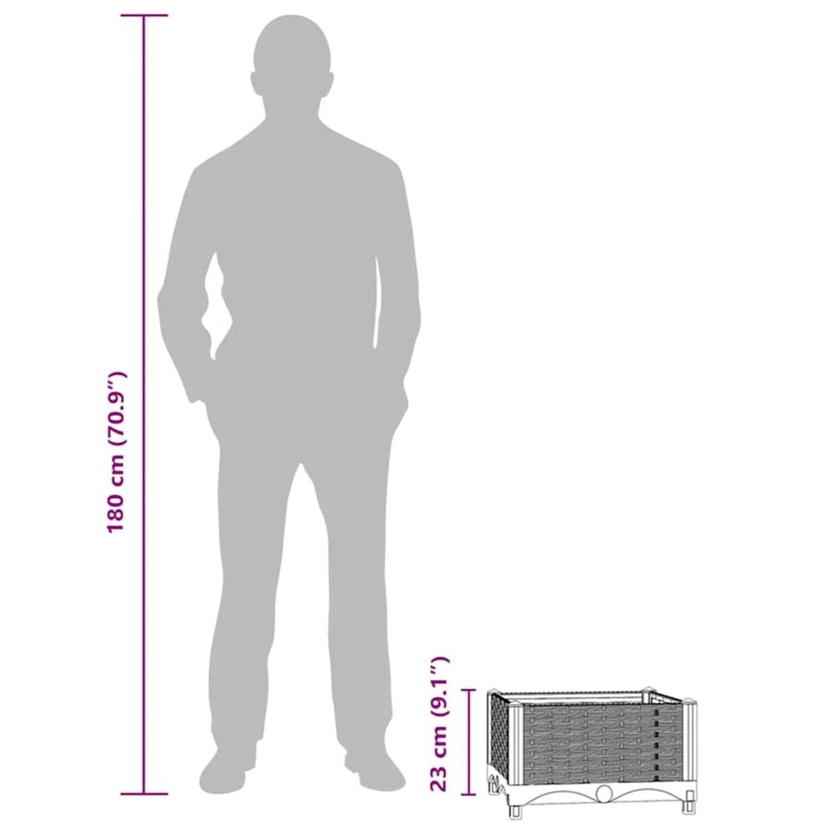 vidaXL Donica do podniesionej rabaty, 40x40x23 cm, polipropylen