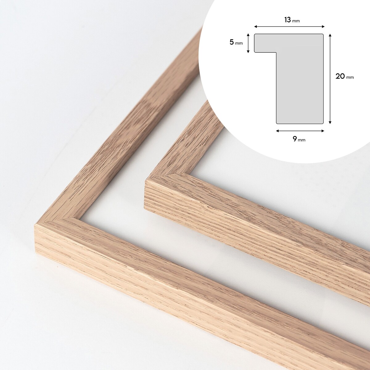 Ramka na zdjęcia 30x30 cm ramka drewniana dębowa naturalna foto ramka z litego drewna dębowego kwadratowa OAK FRAMAI