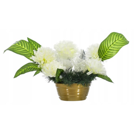 Stroik Kompozycja Kwiatowa Na Grób Cmentarz Sztuczne Kwiaty W Doniczce