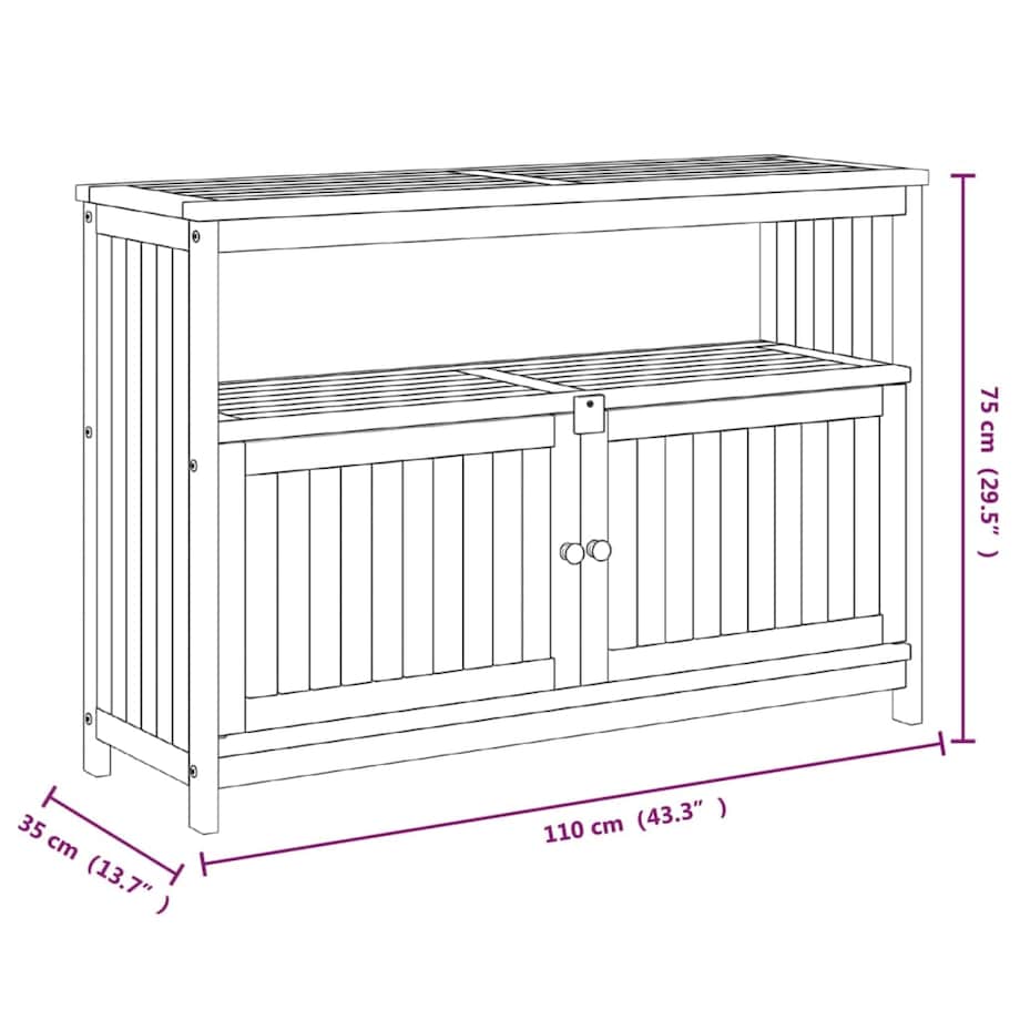 vidaXL Ogrodowy stolik konsolowy, 110x35x75 cm, lite drewno akacjowe