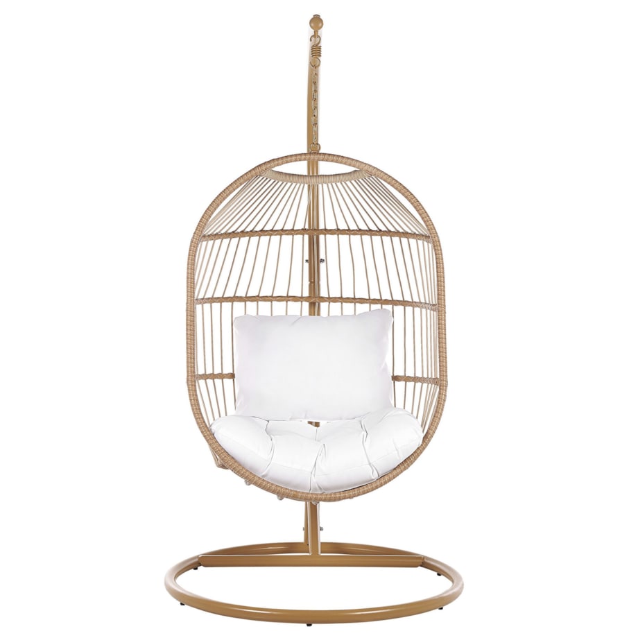 Fotel wiszący ze stojakiem z technorattanu naturalny ALBA