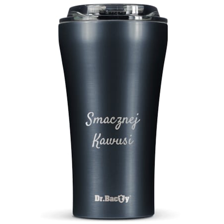 Kubek termiczny na kawę Dr.Bacty Apollo 2.0 - Smacznej kawusi - 360 ml - Gunmetal