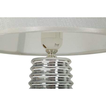 Lampa stołowa Candela, kolor biały i srebrny, ceramika, żelazo i tkanina, 25 x 25 x 41 cm, 1 x E27, do salonu i sypialni, Mauro Ferretti