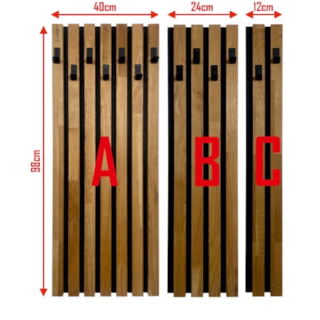 Drewniany wieszak na ubrania Lamele 98cm moduł 40cm