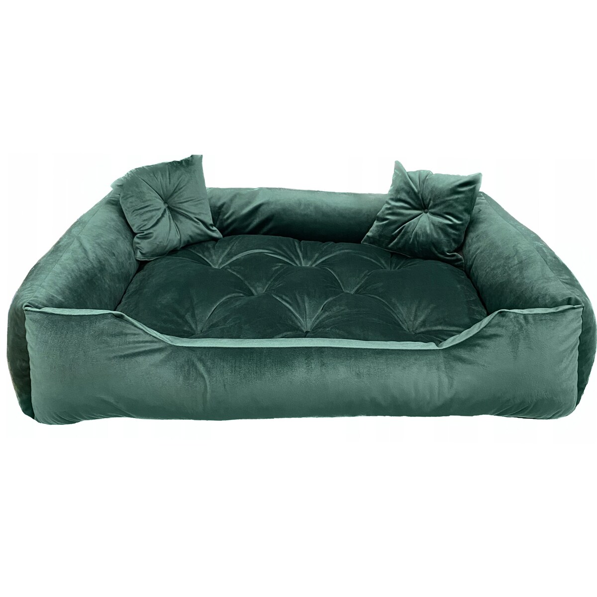 Legowisko Dla Psa Kanapa Posłanie Welurowe 120X90 Cm Pikowane Prestiżowe Zielone