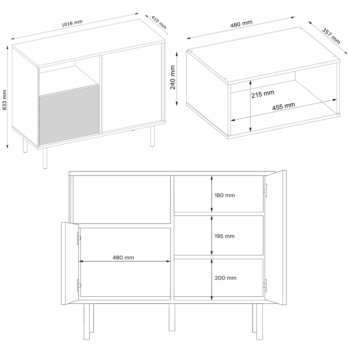 KONSIMO LOFTY Komoda loft na wysokich drewnianych nóżkach
