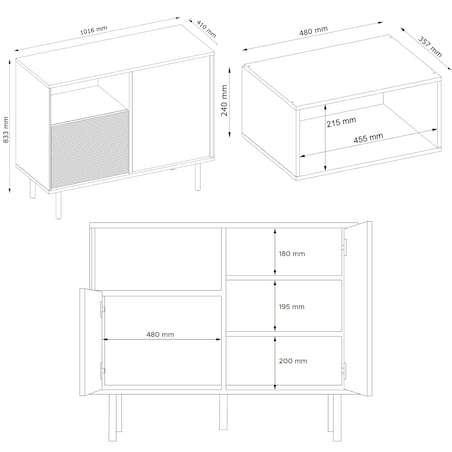 KONSIMO LOFTY Komoda loft na wysokich drewnianych nóżkach