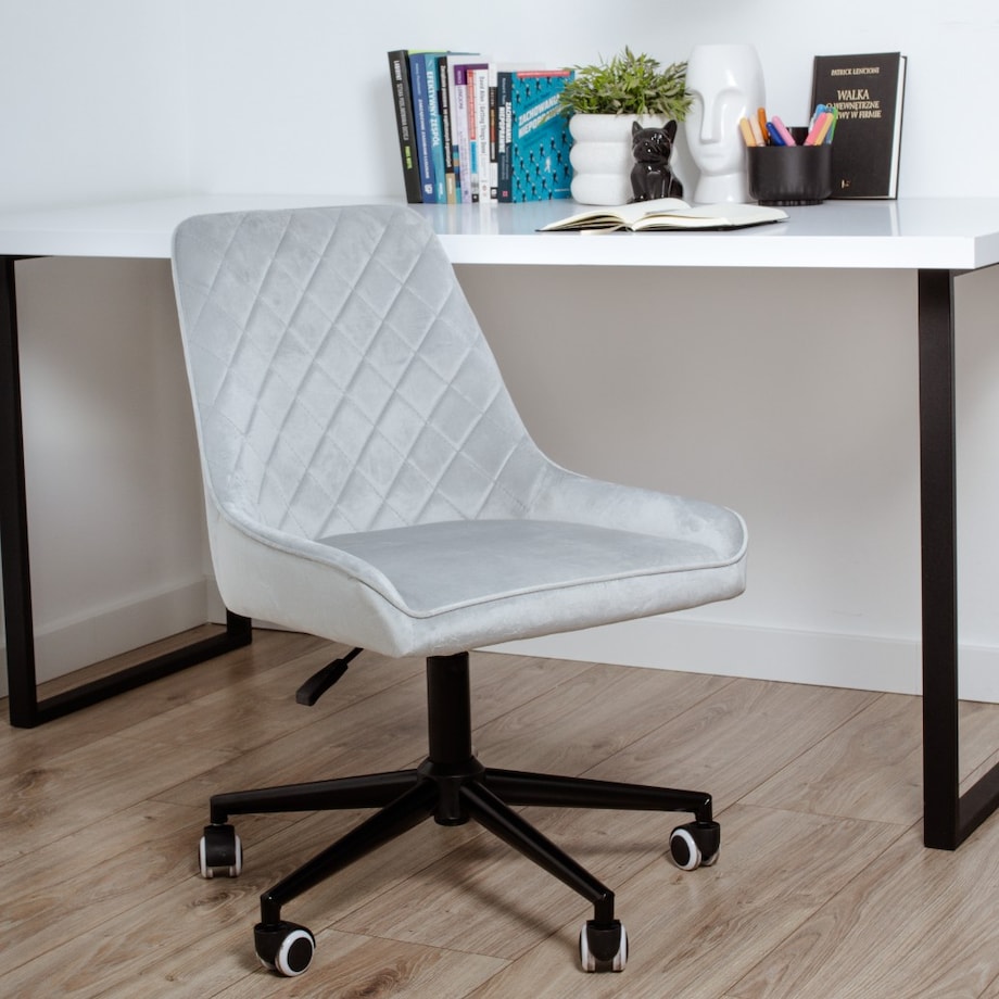 Fotel biurowy krzesło obrotowe regulowane szare do biurka