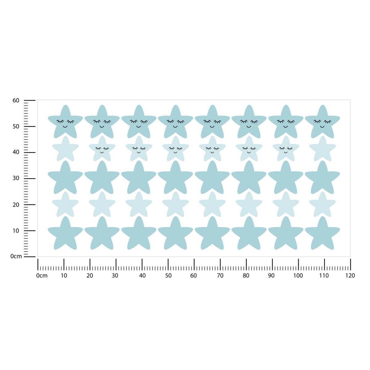 Naklejki Ścienne Dla Dzieci Niebieskie GWIAZDY Gwiazdeczki Styl Boho ZESTAW 120x60cm