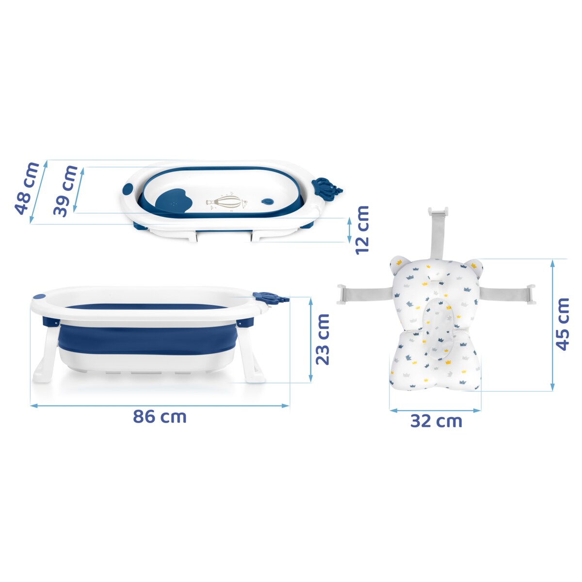 Wanienka składana dla dziecka niemowląt silikonowa z poduszką Ricokids