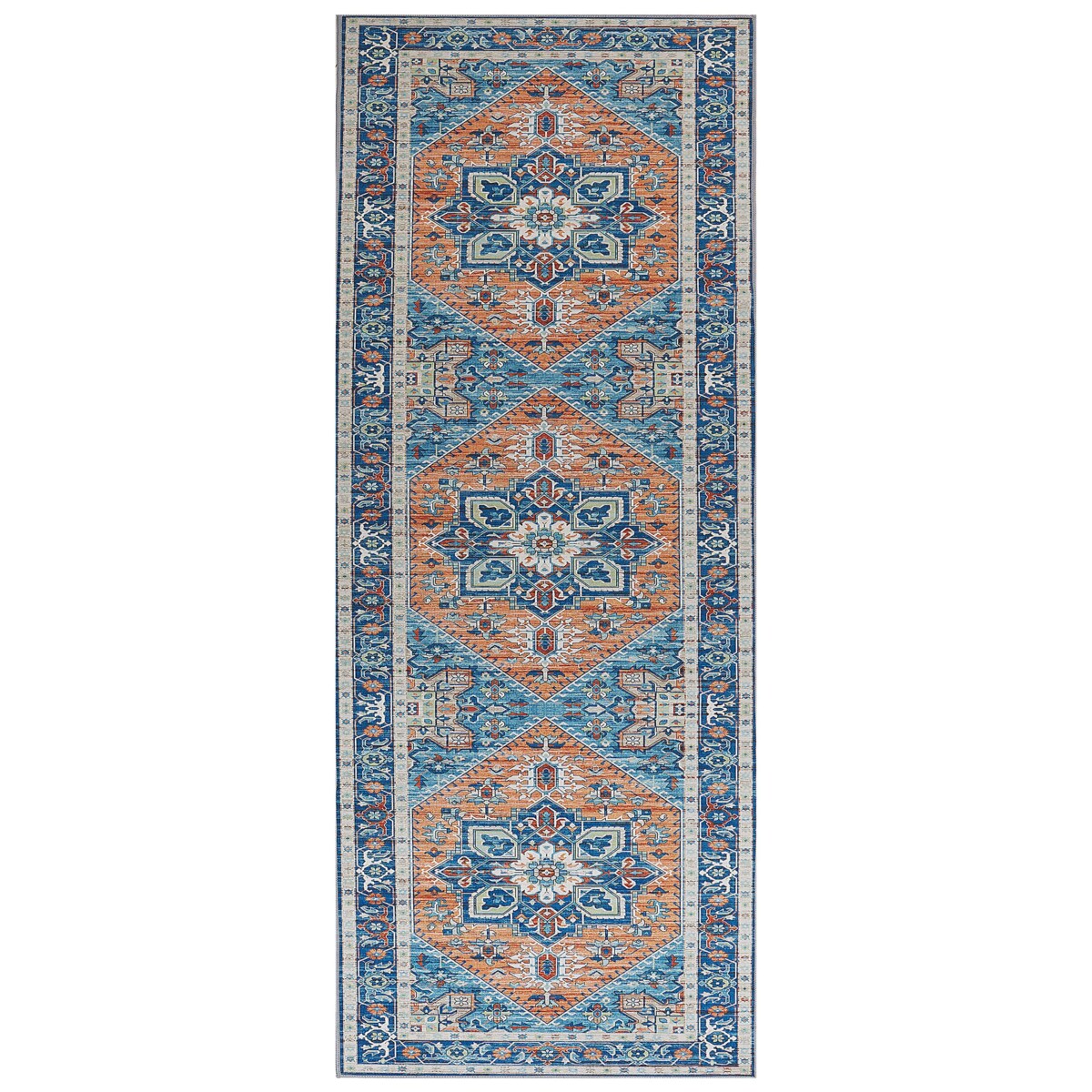 Dywan 80 x 200 cm niebiesko-pomarańczowy RITAPURAM