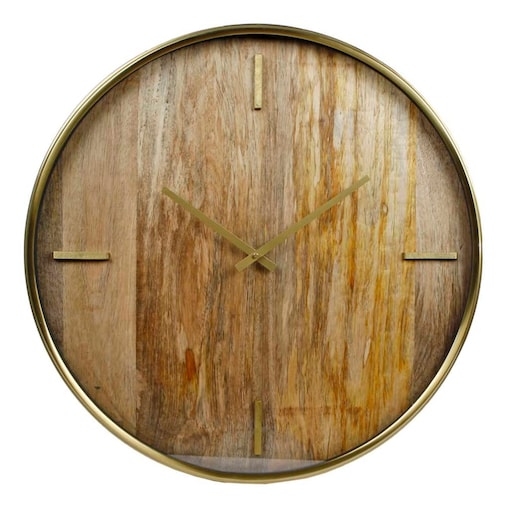 Gifts Amsterdam Zegar ścienny Chicago, drewno i metal, złoty, 50 cm