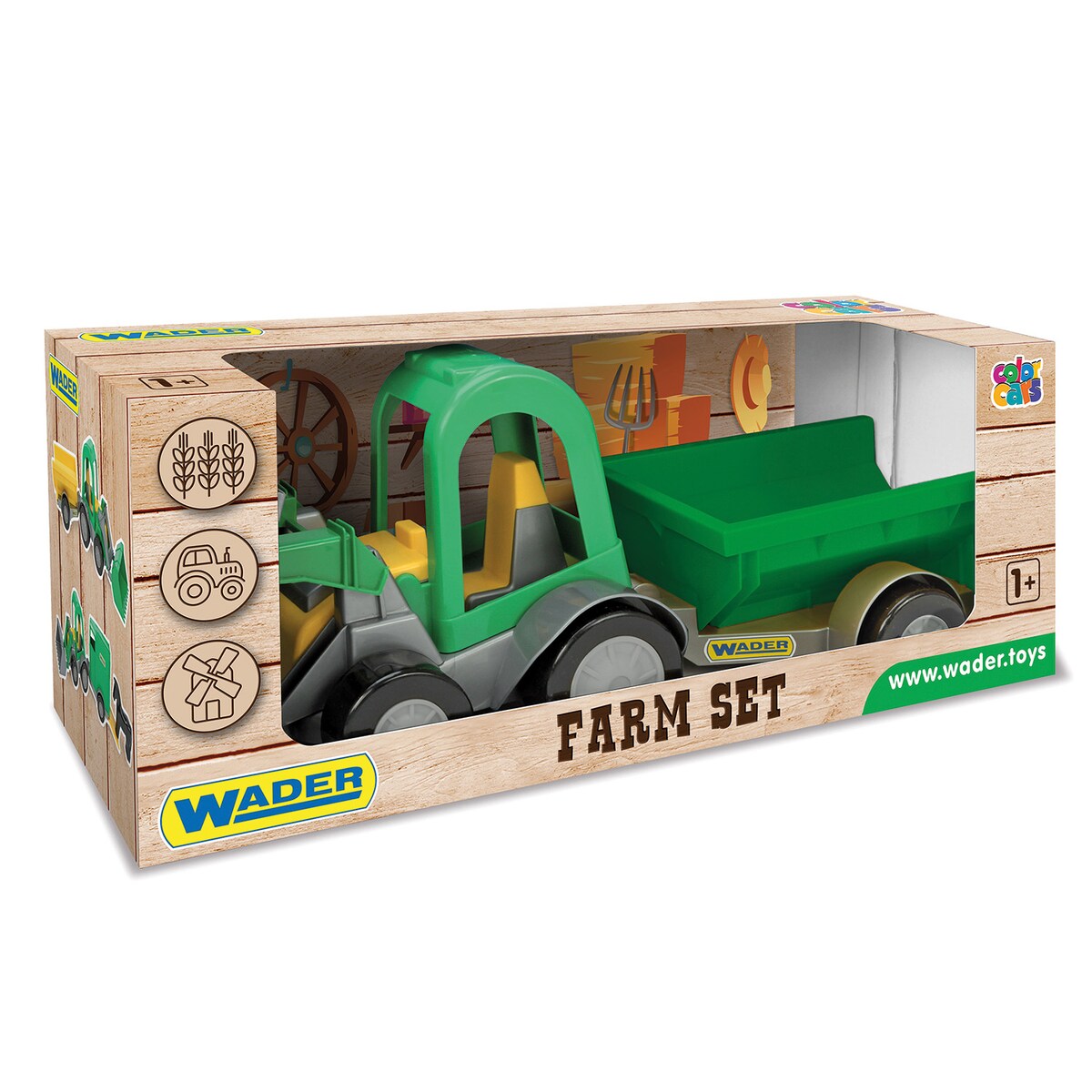 Farmer traktor ładowarka z przyczepą w kartonie