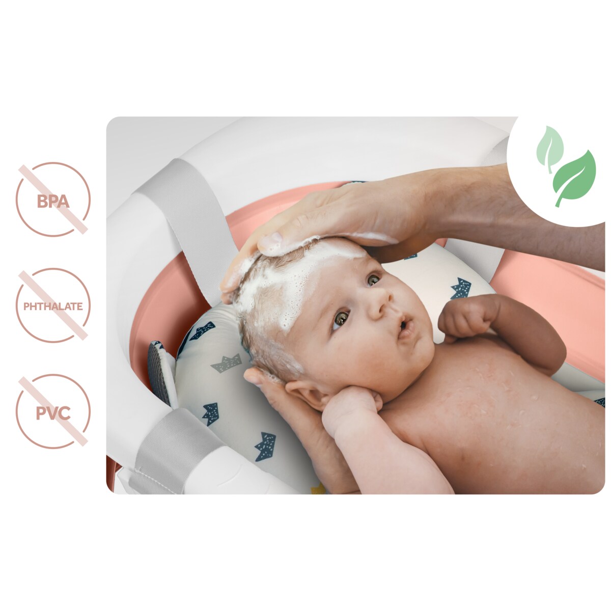 Wanienka składana dla dziecka niemowląt silikonowa z poduszką Ricokids biało-różowa