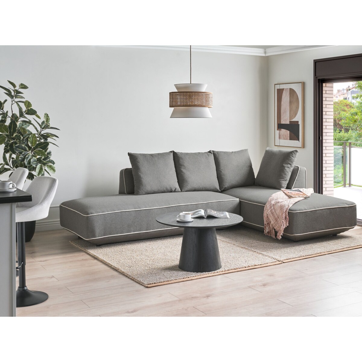 Szezlong SEILLANS Ciemnoszary