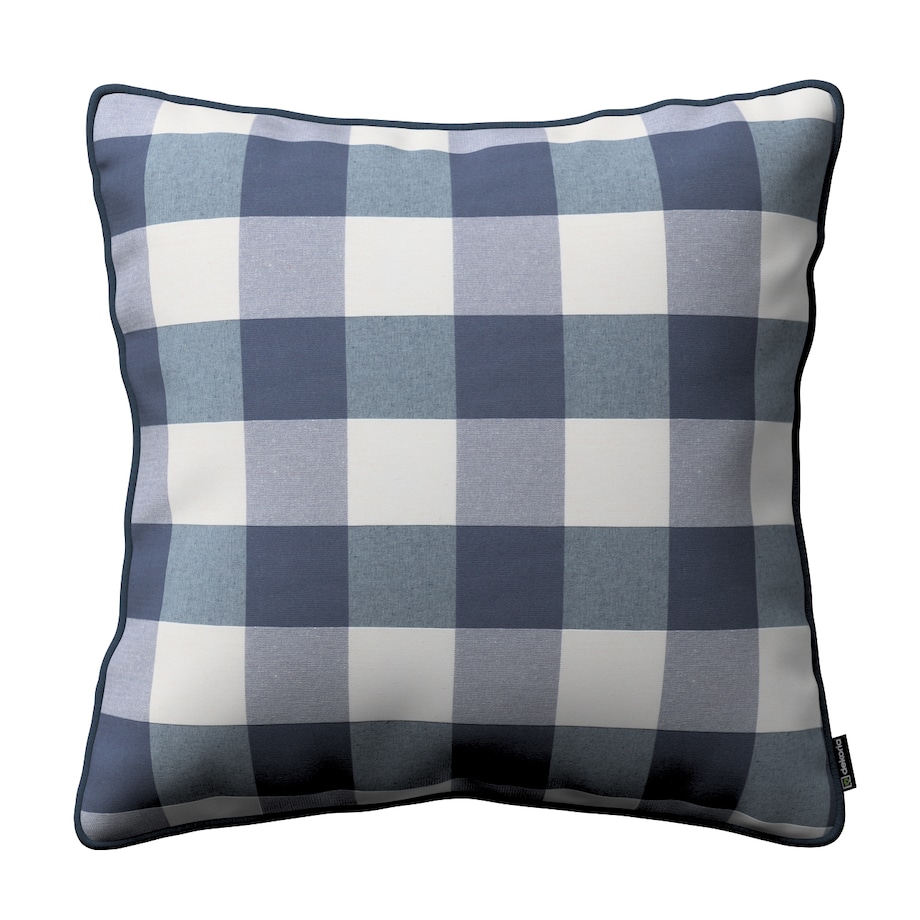 Poszewka Gabi na poduszkę 60x60 granatowo-biała krata (5,5x5,5cm)