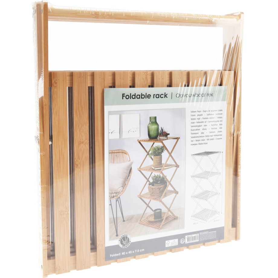 Regał bambusowy do łazienki, 4 poziomy, 40 x 45 x 75 cm