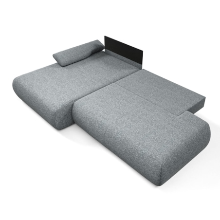 Narożnik rozkładany PENTI z pojemnikiem na pościel, lewy, ciemno-szary
