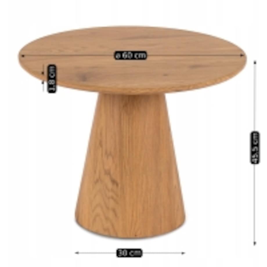 Stolik Kawowy Okrągły Dąb Mały Loft Nowoczesny Mała Okrągła Ława CARLY