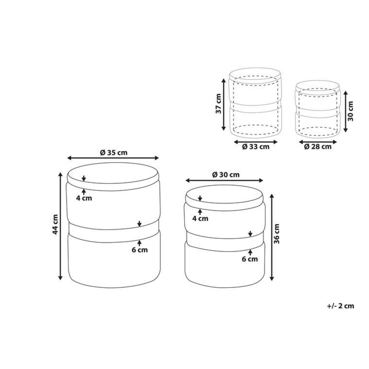 Zestaw 2 pufów ze schowkiem welurowy szary DORIS