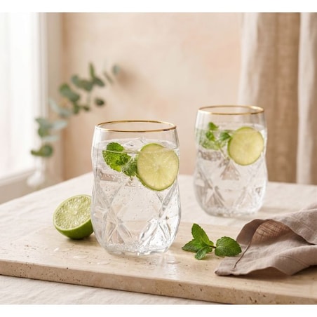 Komplet 2 szklanki 450 ml ze złotym rantem Geo Gold 32095