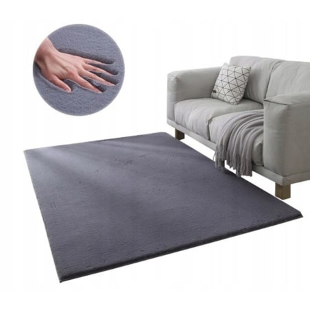 Dywan pluszowy ciemnoszary miękki miły rabbit 160x220 cm