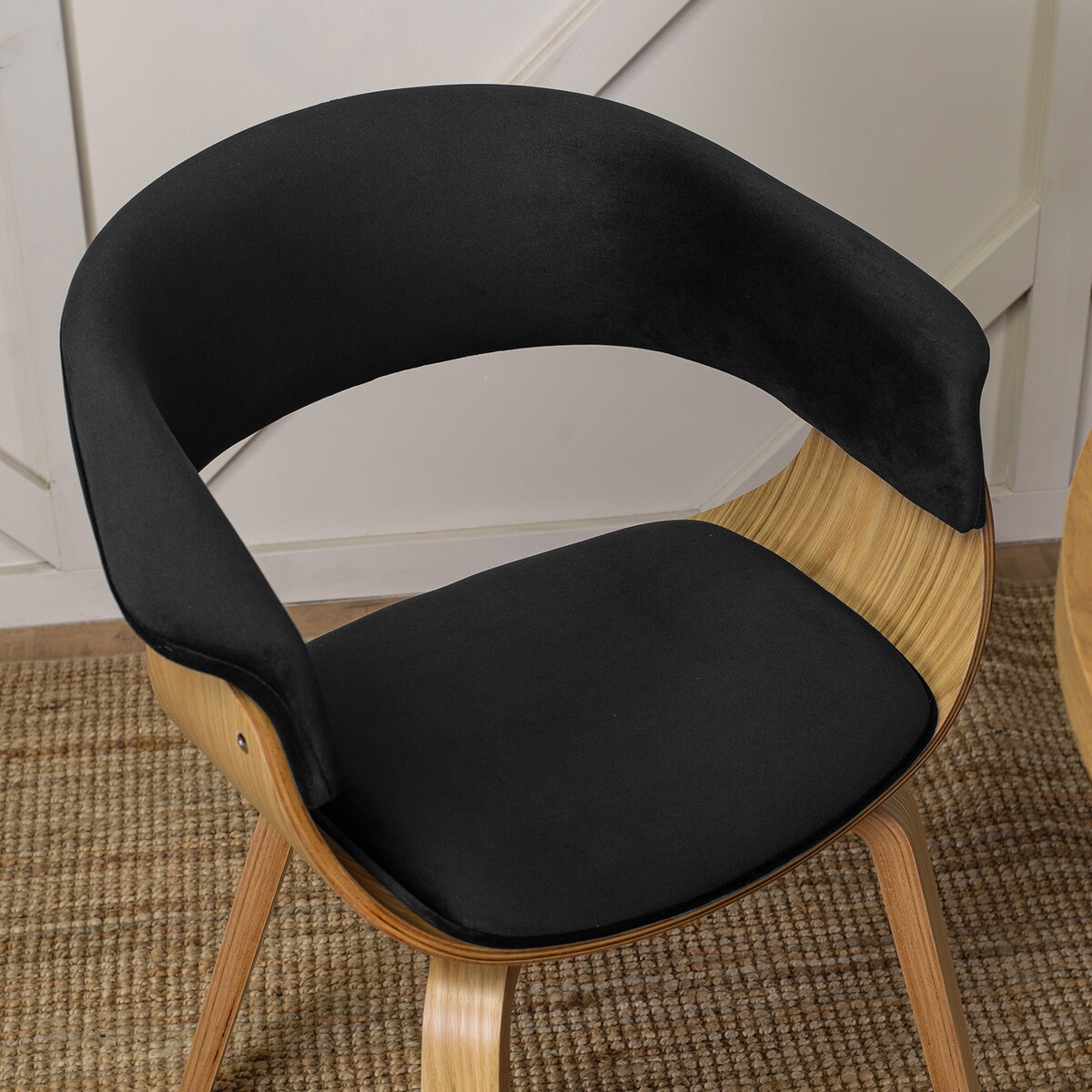 Krzesło Drewniane Gięte Welurowe Kuchenne Do Salonu Jadalni Czarne Dąb GARY