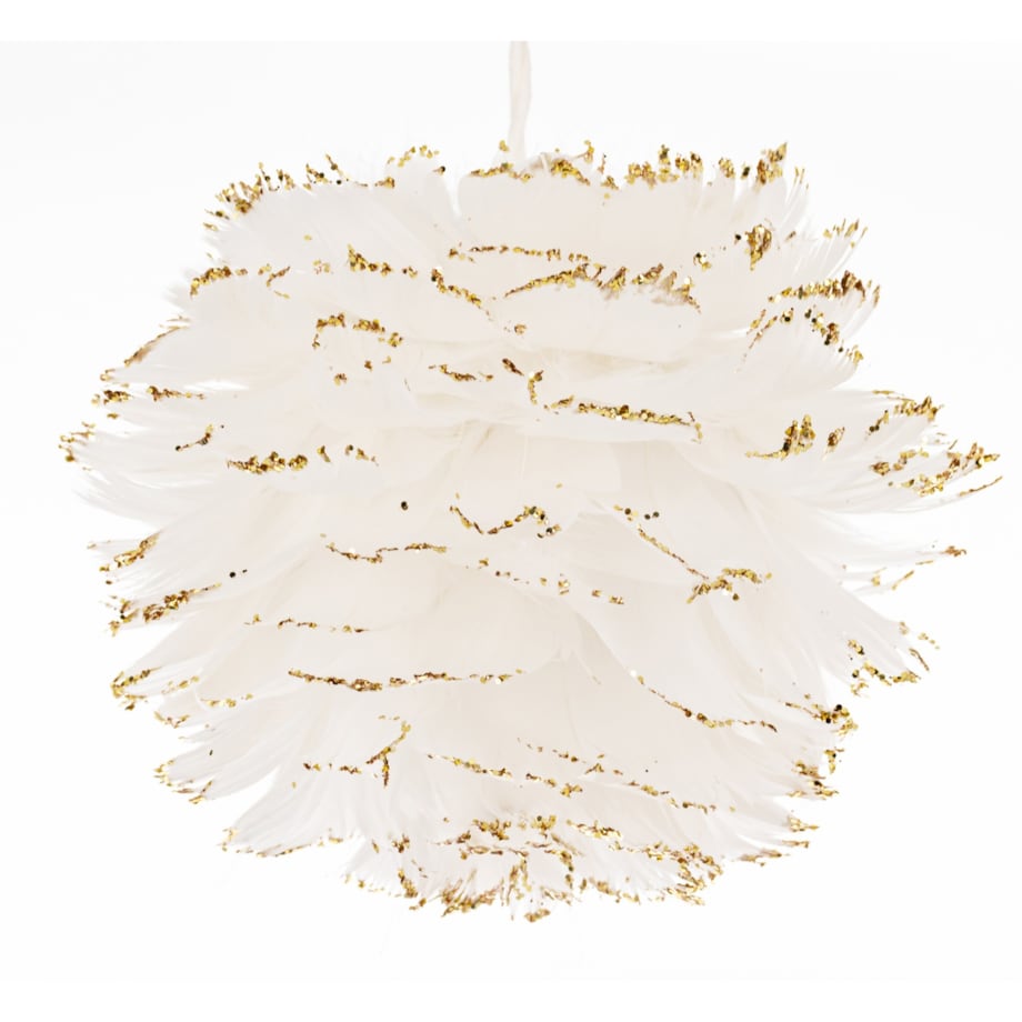 Zawieszka świąteczna, biała z tkaniny Ø 15 cm