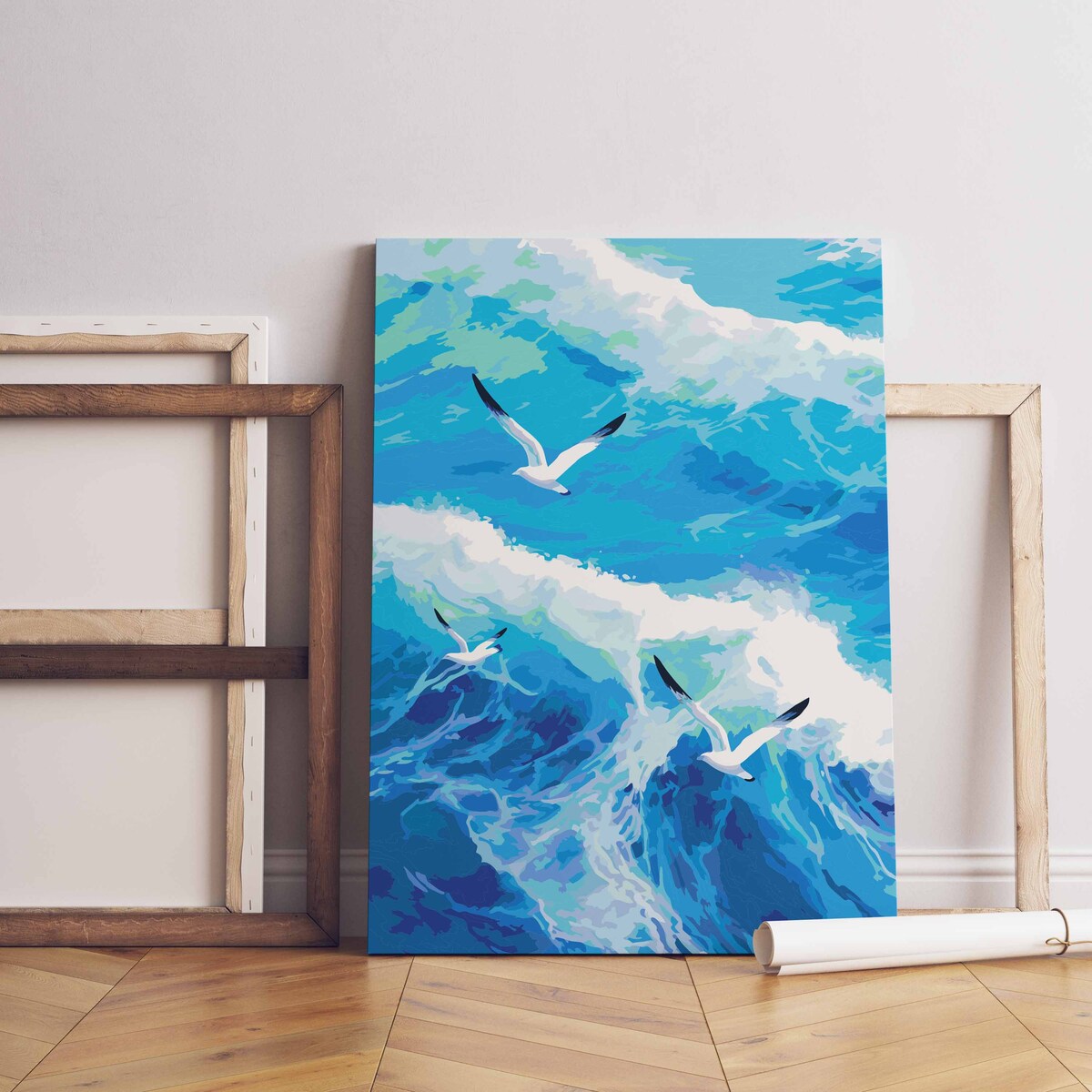 Malowanie po numerach, zestaw DIY – MEWY 50x70 cm- Produkt PL