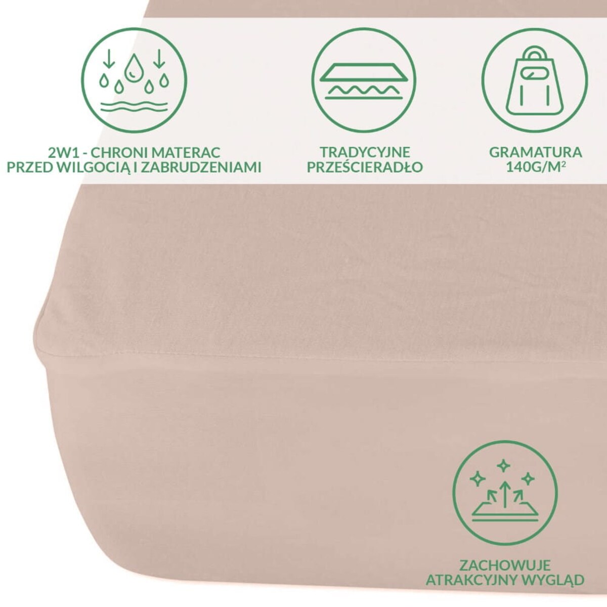 Prześcieradło ochronne wodoodporne z gumką 2w1, rozmiar 60x120 SMARTCEL kolor beż