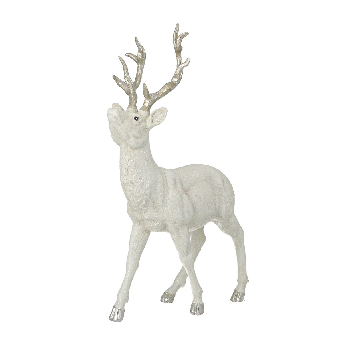 Figurka Deer White 32x12x39 cm silver boże narodzenie, święta, świąteczne, biały, 32x12x39 cm