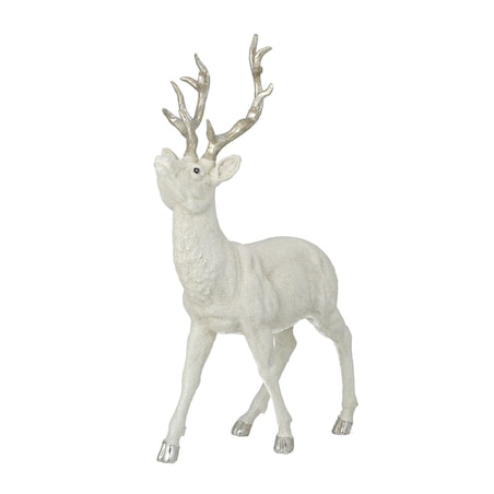 Figurka Deer White 32x12x39 cm silver boże narodzenie, święta, świąteczne, biały, 32x12x39 cm