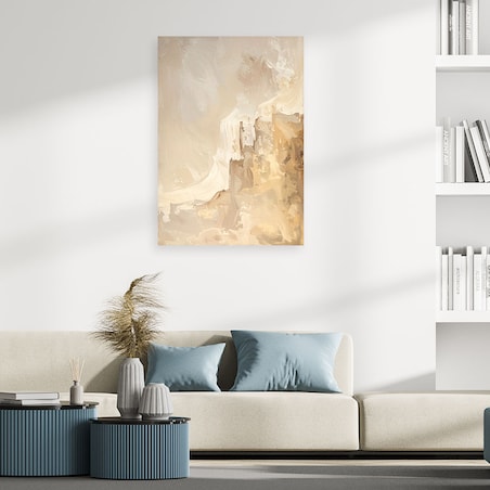 Obraz do salonu sypialni biura spa, Nowoczesna Pastelowa Abstrakcja w kolorach beżu 80x120 cm