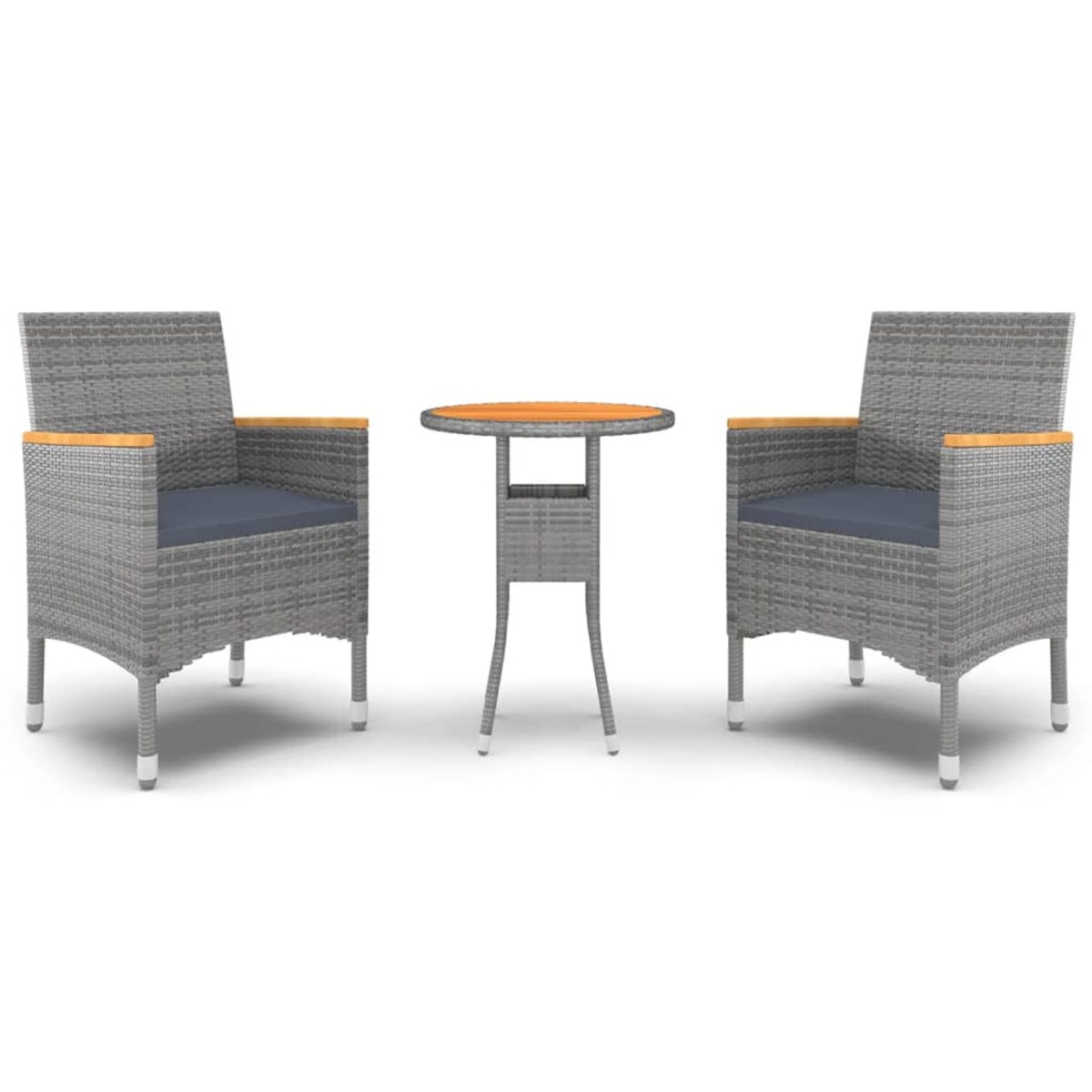 vidaXL 3-częściowy zestaw mebli ogrodowych, polirattan, szary