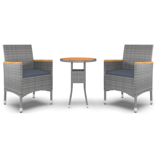 vidaXL 3-częściowy zestaw mebli ogrodowych, polirattan, szary