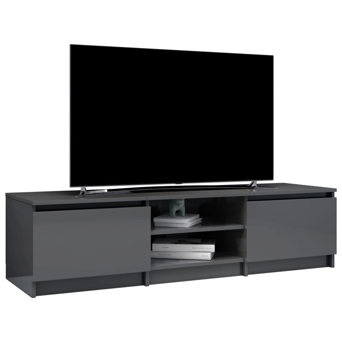 vidaXL Szafka pod TV, wysoki połysk, szara, 140x40x35,5 cm