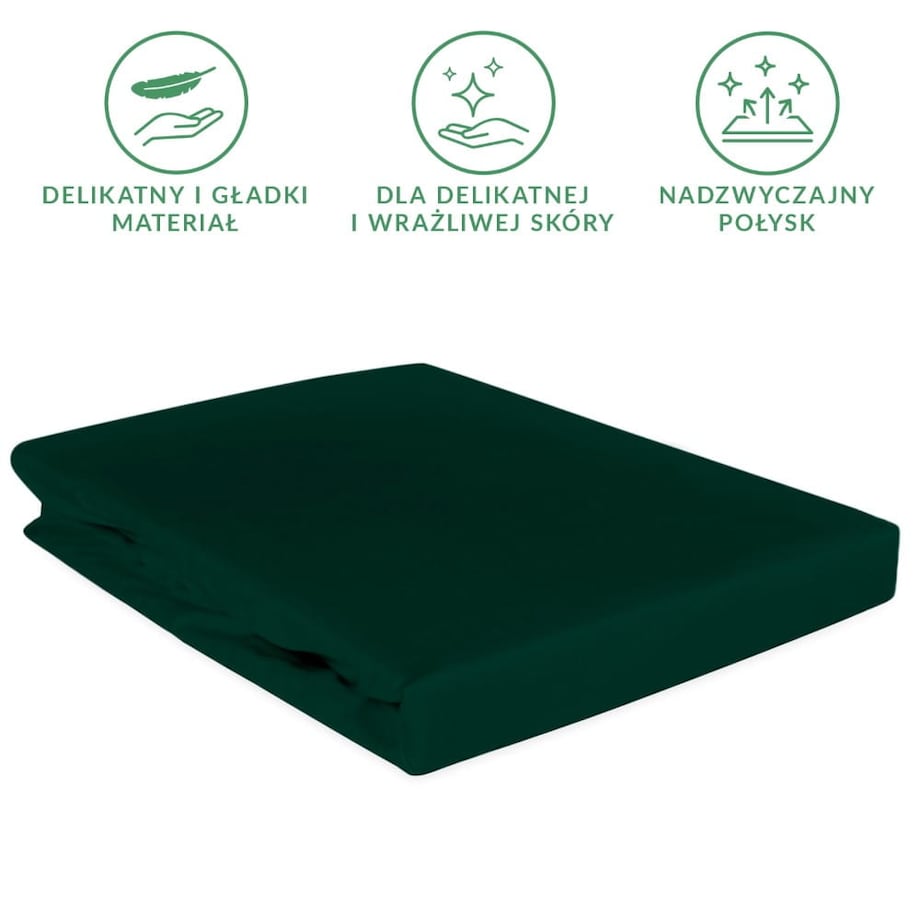 Prześcieradło satynowe z gumką 120x200 kolor butelkowa zieleń