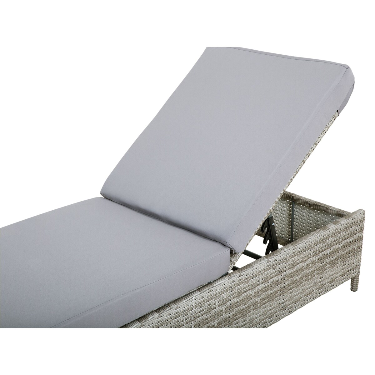 Leżak ogrodowy z poduszką TURIN Rozkładany Technorattan Szary