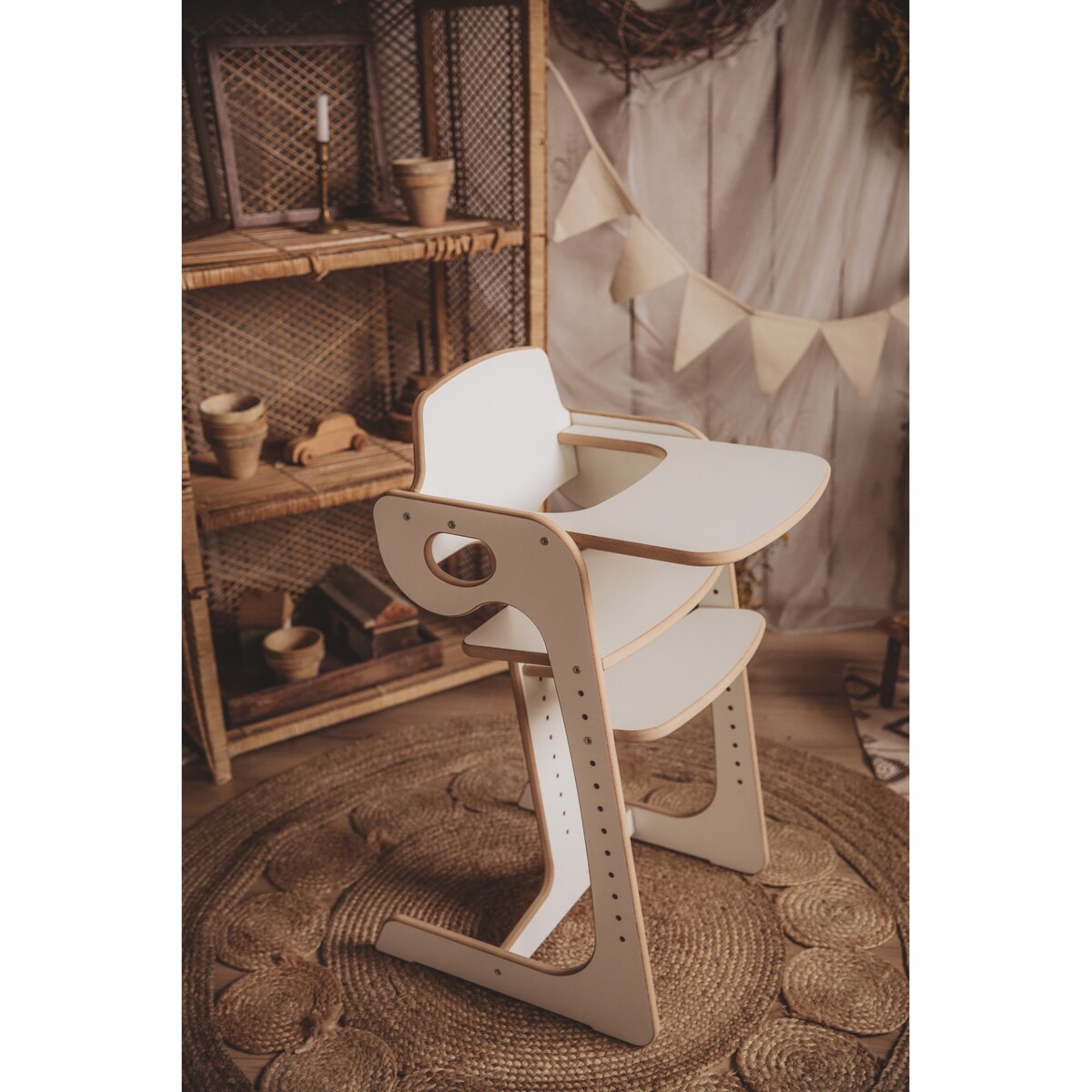 Krzesełko do karmienia DREWNIANE 3w1 REGULOWANE CERTYFIKOWANE