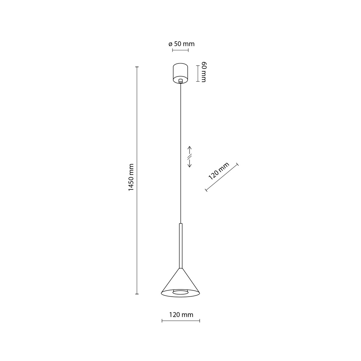 Lampa wisząca czarna CONO BLACK MINI 10304 TK Lighting GU10 metalowa minimalistyczna regulowana do salonu kuchni jadalni