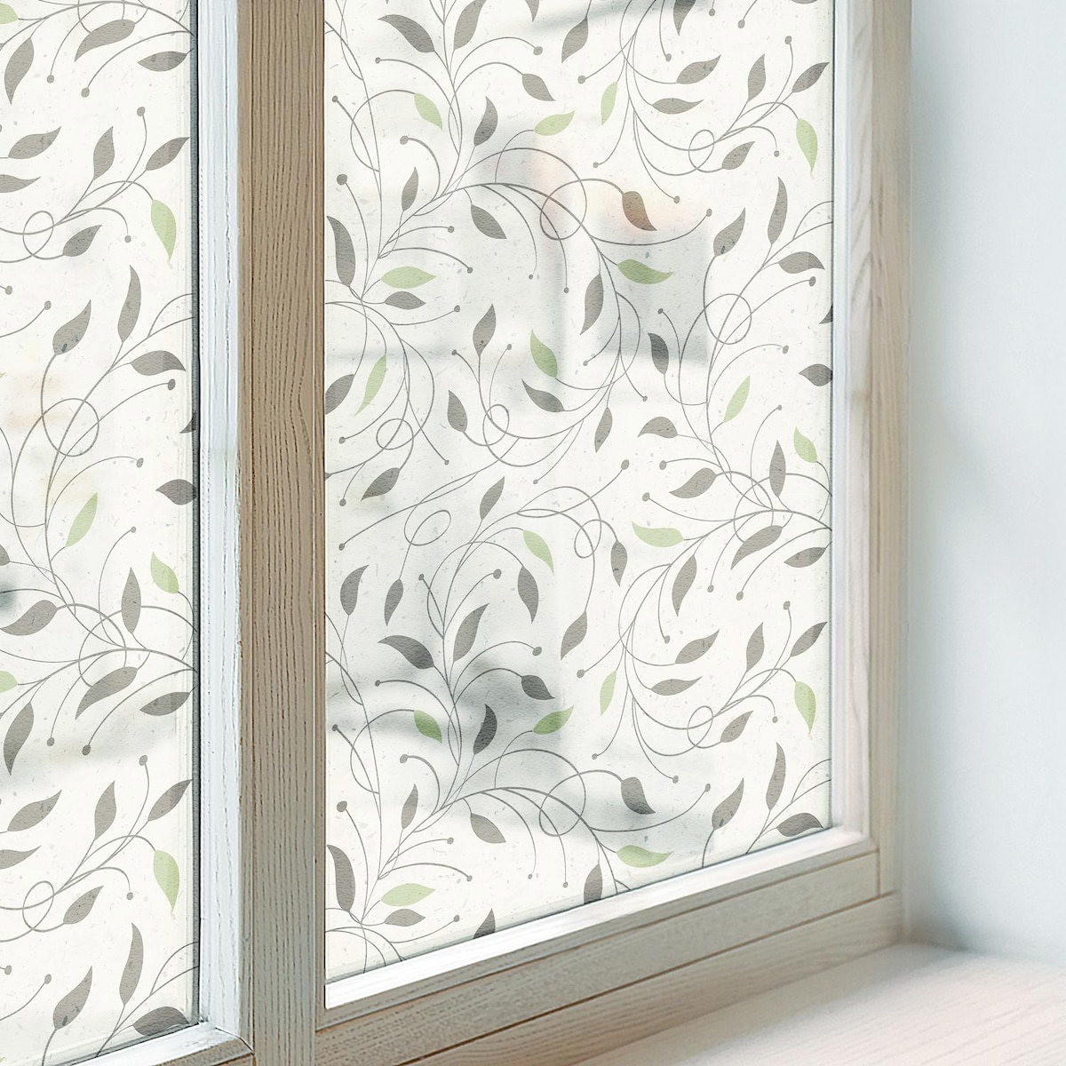 Folia na okno chroniąca prywatność - Nowoczesne wzory liści w delikatnej kolorystyce - 200x146 cm