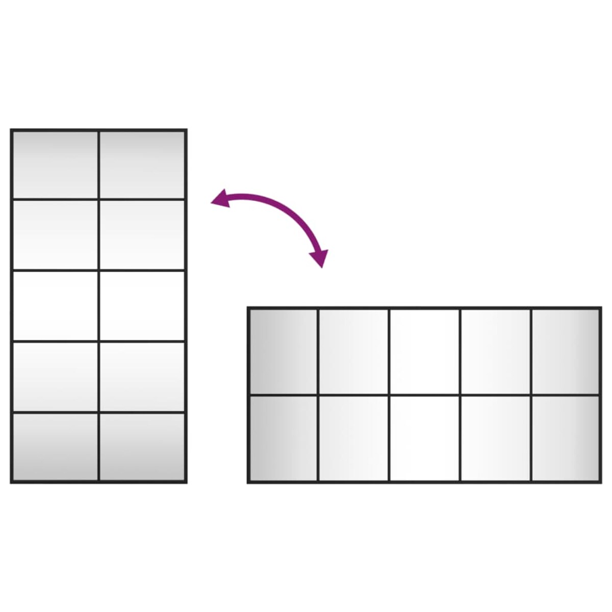 vidaXL Lustro ścienne, czarne, 50x100 cm, prostokątne, żelazo
