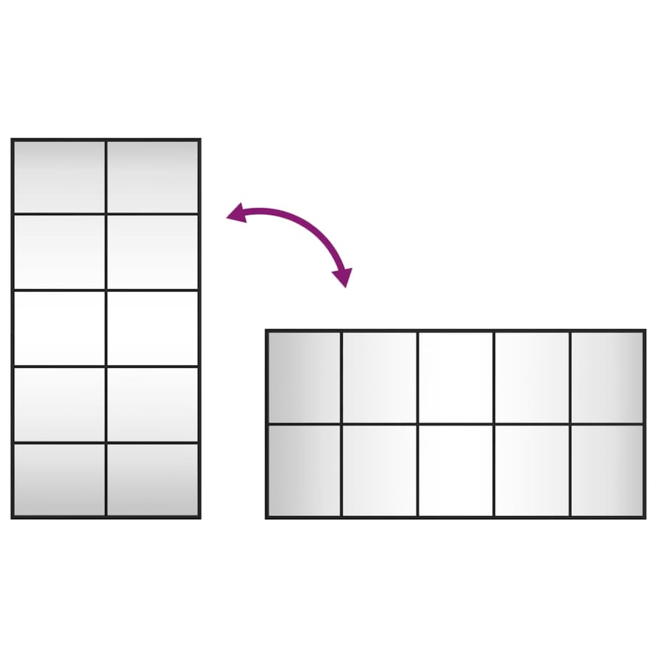 vidaXL Lustro ścienne, czarne, 50x100 cm, prostokątne, żelazo