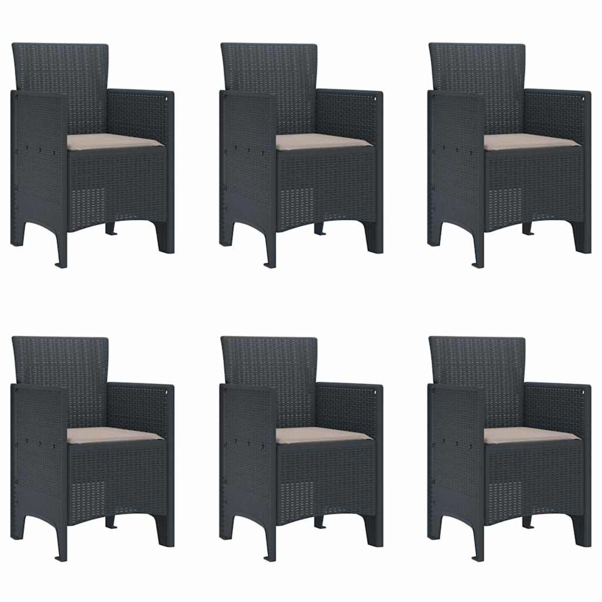 vidaXL Zestaw do jadalni w ogrodzie 7 pcs Antracyt Rattan Polt