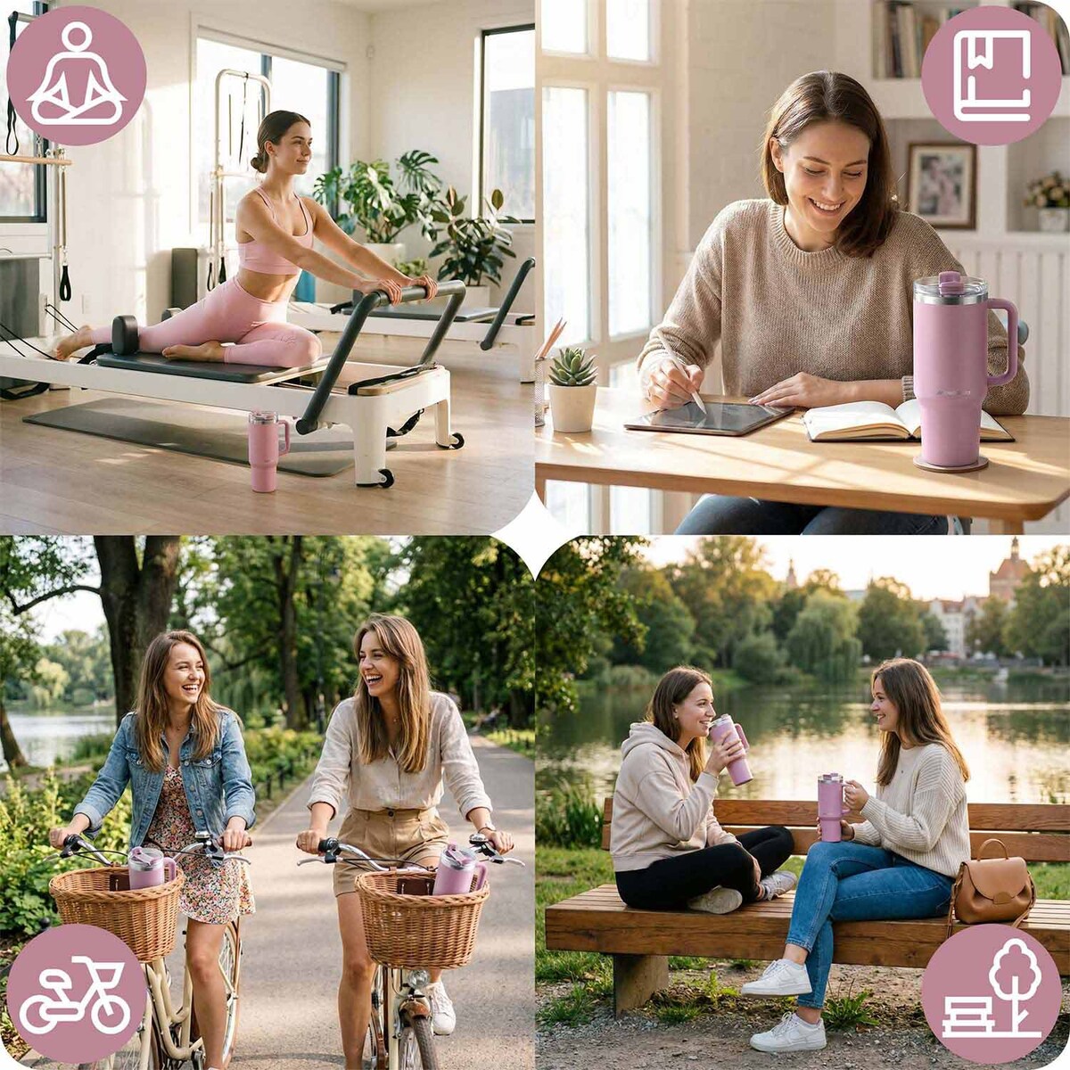 Kubek termiczny Berdsen termos ze słomką 1180ml stal nierdzewna na kawę herbatę