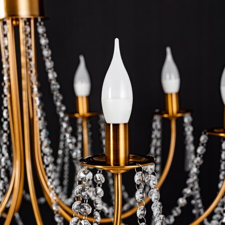 Lampa Kryształowa Wisząca Żyrandol Złoty Duża