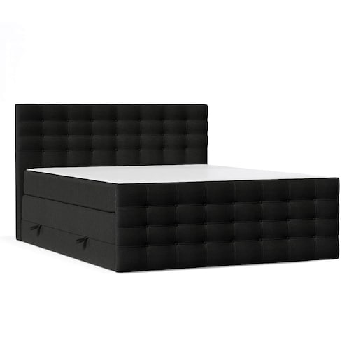 Łóżko kontynentalne STATE 200x200 z pojemnikiem, Czarny, tkanina Megan 368