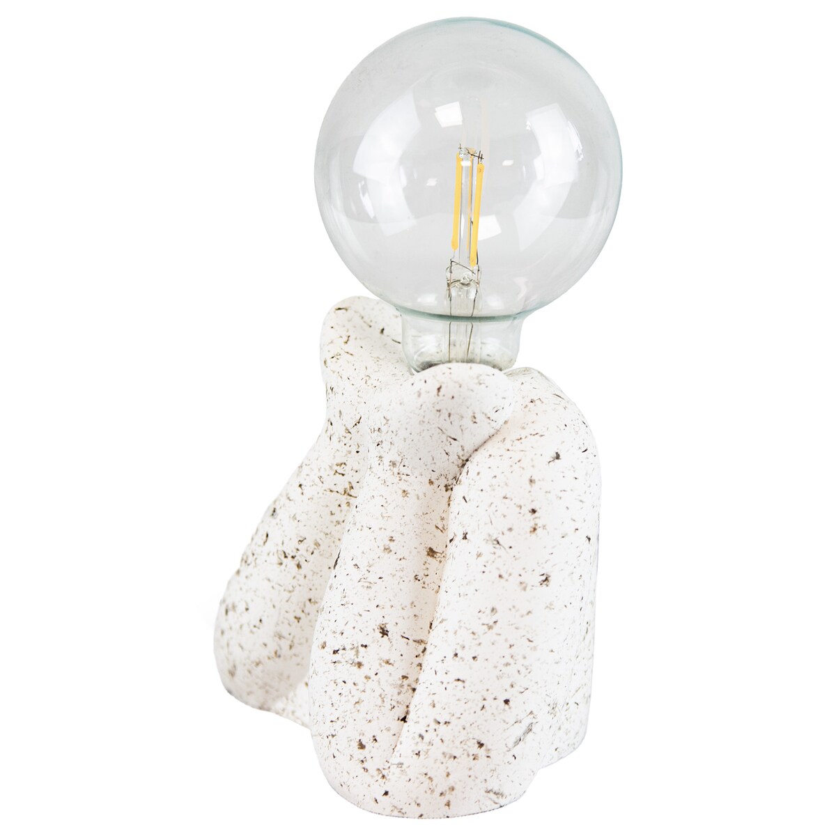 Lampka Nocna Led Stojąca Stołowa Cementowa Dekoracyjna Na Baterie Biała