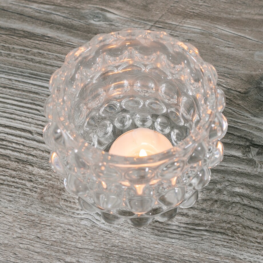 ŚWIECZNIK SIXTIES tealight przezroczysty