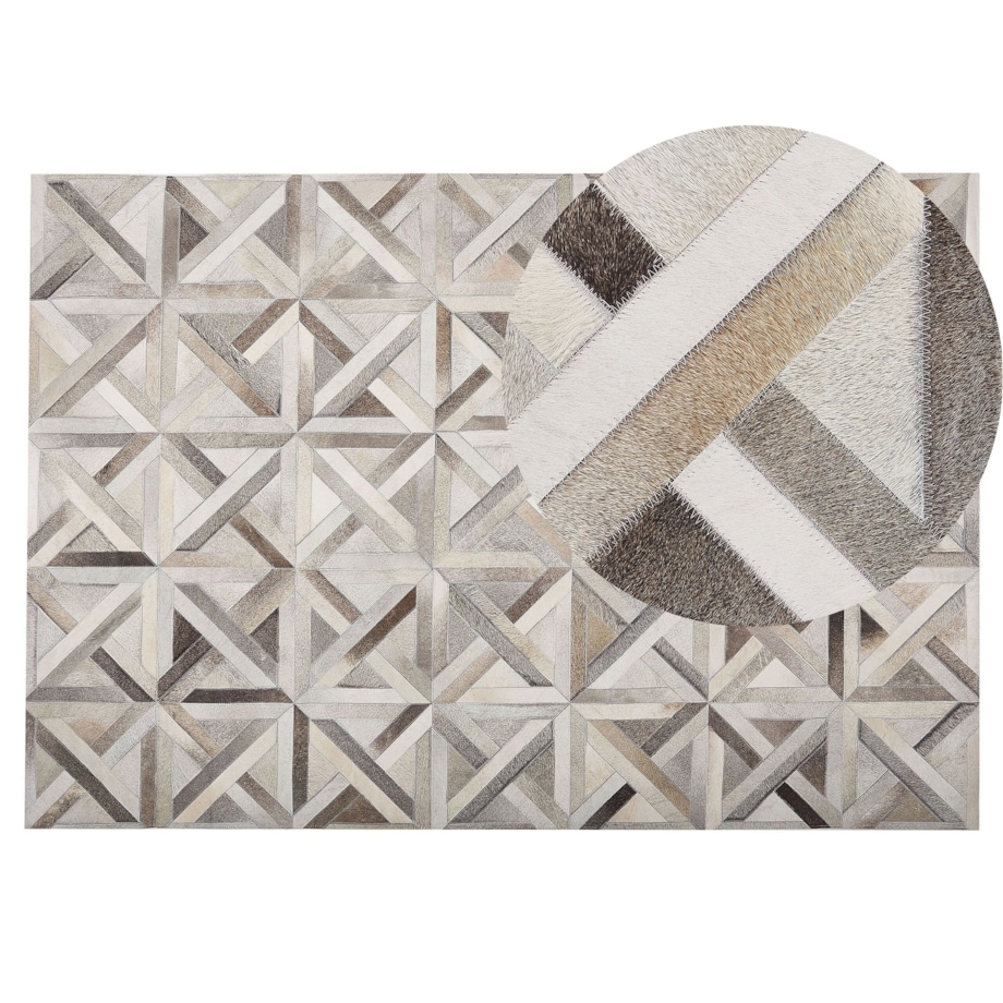 Dywan patchworkowy skórzany 140 x 200 cm brązowo-beżowy TAYTAN